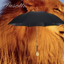 Pasotti-01 萌塔匯時尚個性男女款原單金色獅子頭手把防曬半自動長柄晴雨傘