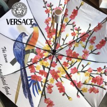 VERSACE雨傘-01-2 范思哲原單花卉與鳥印花防紫外線自動折疊晴雨傘