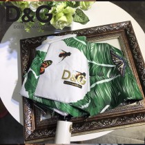D&G雨傘-01 杜嘉班三折全自動開收納鋼桿纖維骨架綠芭蕉葉印花雨傘