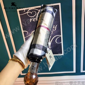 Burberry雨傘-01 巴寶莉最新款原單品質經典格子花邊全自動折疊晴雨傘