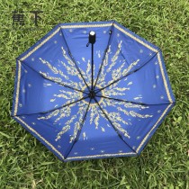 Banana Umbrella-02 蕉下方便實用花卉印花防紫外線自動折疊晴雨傘小黑傘