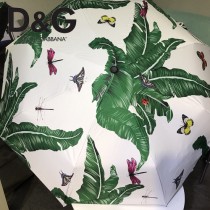 D&G雨傘-01 杜嘉班三折全自動開收納鋼桿纖維骨架綠芭蕉葉印花雨傘