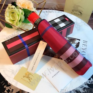 Burberry雨傘-04 巴寶莉最新款原單品質經典格子花邊全自動折疊晴雨傘
