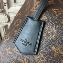 LV-43545 路易威登新款時尚經典Monogram Flower 挂锁黑色原版皮LU Hobo手袋