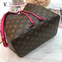 LV-M43570 路易威登新款时尚經典玫红色NEONOE手袋新潮水桶包 可斜跨