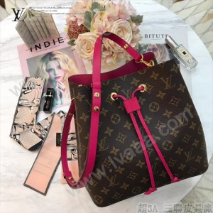 LV-M43570 路易威登新款时尚經典玫红色NEONOE手袋新潮水桶包 可斜跨