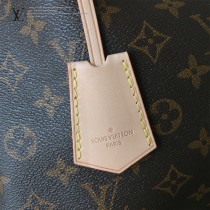 LV-43546 路易威登新款時尚經典Monogram Flower 挂锁米色原版皮LU Hobo手袋