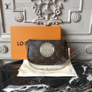 LV-M60153 路易威登新款時尚原版皮老花臺灣原產精美徽章彩繪圖案小挎包