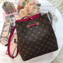 LV-M43570 路易威登新款时尚經典玫红色NEONOE手袋新潮水桶包 可斜跨