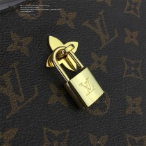 LV-43545 路易威登新款時尚經典Monogram Flower 挂锁黑色原版皮LU Hobo手袋