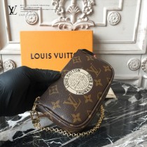 LV-M60153 路易威登新款時尚原版皮老花臺灣原產精美徽章彩繪圖案小挎包