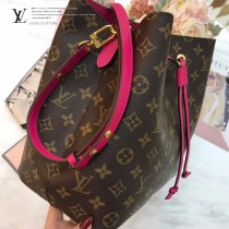 LV-M43570 路易威登新款时尚經典玫红色NEONOE手袋新潮水桶包 可斜跨