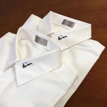 主宰時尚！dior 年度最帥襯衫！CD時尚簽名刺繡款！120支雙撚紗府綢棉！男士長袖純色襯衫（白色）