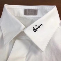 主宰時尚！dior 年度最帥襯衫！CD時尚簽名刺繡款！120支雙撚紗府綢棉！男士長袖純色襯衫（白色）