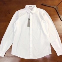 主宰時尚！dior 年度最帥襯衫！CD時尚簽名刺繡款！120支雙撚紗府綢棉！男士長袖純色襯衫（白色）