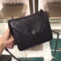 Bvlgari原單-283995-01 寶格麗原單新款同色系柳釘人字紋圖案小牛皮翻蓋包