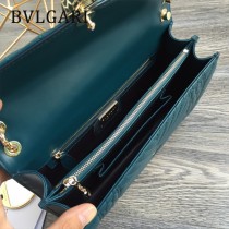 BVLGARI 35362-2 專櫃新品衍縫網格設計原單蛇頭琺瑯扣單肩斜挎包