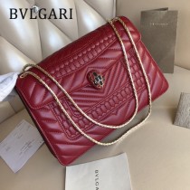 BVLGARI 35362-3 專櫃新品衍縫網格設計原單蛇頭琺瑯扣單肩斜挎包