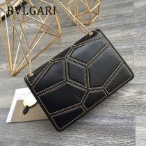 BVLGARI 35362 最新設計衍縫網格原單黃銅蛇頭琺瑯扣單肩斜跨翻蓋包