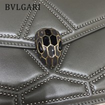 BVLGARI 38102-11 潮流新品衍縫網格設計原單黃銅蛇頭扣單肩斜挎包
