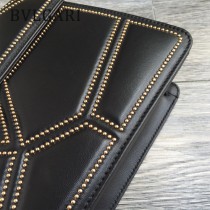 BVLGARI 35362 最新設計衍縫網格原單黃銅蛇頭琺瑯扣單肩斜跨翻蓋包