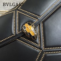 BVLGARI 35362 最新設計衍縫網格原單黃銅蛇頭琺瑯扣單肩斜跨翻蓋包