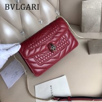 BVLGARI 38102-12 潮流新品衍縫網格設計原單黃銅蛇頭扣單肩斜挎包