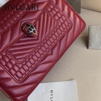 BVLGARI 35362-3 專櫃新品衍縫網格設計原單蛇頭琺瑯扣單肩斜挎包