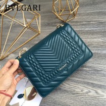 BVLGARI 35362-2 專櫃新品衍縫網格設計原單蛇頭琺瑯扣單肩斜挎包