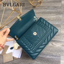 BVLGARI 35362-2 專櫃新品衍縫網格設計原單蛇頭琺瑯扣單肩斜挎包