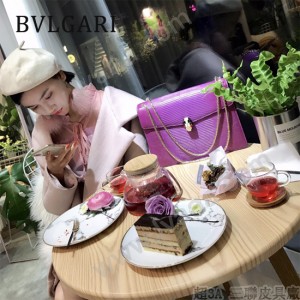 BVLGARI 35362-10 歐洲限量版原單意大利蜥蜴紋彩色蛇頭單肩斜挎包