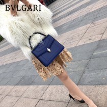 BVLGARI 38330 專櫃新品女士原單胎牛皮蛇頭琺瑯扣手提單肩包