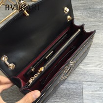 BVLGARI 35362 最新設計衍縫網格原單黃銅蛇頭琺瑯扣單肩斜跨翻蓋包