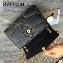 BVLGARI 35362 最新設計衍縫網格原單黃銅蛇頭琺瑯扣單肩斜跨翻蓋包
