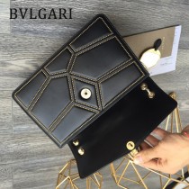 BVLGARI 35362 最新設計衍縫網格原單黃銅蛇頭琺瑯扣單肩斜跨翻蓋包