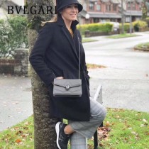 BVLGARI 38102-11 潮流新品衍縫網格設計原單黃銅蛇頭扣單肩斜挎包