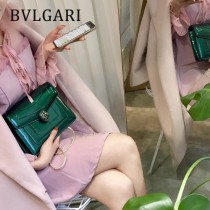 BVLGARI 35107-8 明星馬蘇同款原單漆皮全銅五金小號單層翻蓋包