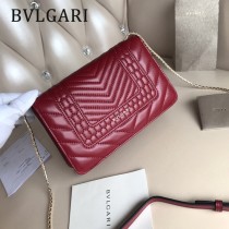 BVLGARI 38102-12 潮流新品衍縫網格設計原單黃銅蛇頭扣單肩斜挎包