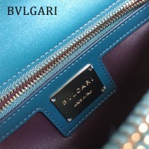 BVLGARI 35362-2 專櫃新品衍縫網格設計原單蛇頭琺瑯扣單肩斜挎包