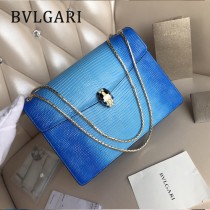 BVLGARI 35362-9 歐洲限量版原單意大利蜥蜴紋彩色蛇頭單肩斜挎包