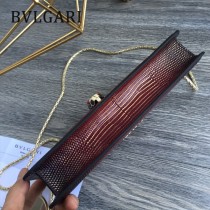 BVLGARI 37044 高貴奢侈Seprentl Forever原單意大利蜥蜴紋彩色蛇頭扣手拿晚宴包