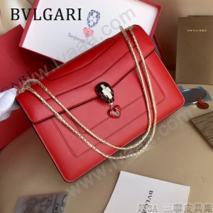 Bvlgari 284758 專櫃全新情人節限定款原單彩色琺瑯蛇頭扣單肩斜挎包