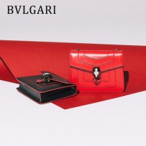 Bvlgari-0016 全新情人節限定原單紅心琺瑯裝飾蛇頭扣單肩斜挎包