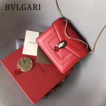 Bvlgari-0016 全新情人節限定原單紅心琺瑯裝飾蛇頭扣單肩斜挎包