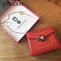 Bvlgari-0016 全新情人節限定原單紅心琺瑯裝飾蛇頭扣單肩斜挎包