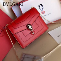 Bvlgari-0016 全新情人節限定原單紅心琺瑯裝飾蛇頭扣單肩斜挎包