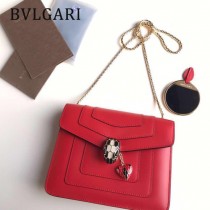 Bvlgari-0016 全新情人節限定原單紅心琺瑯裝飾蛇頭扣單肩斜挎包