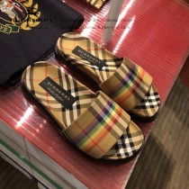 Burberry鞋子-02 巴寶莉專櫃新款同步男女款霓虹Vintage格紋加厚底拖鞋