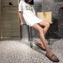 Burberry鞋子-02 巴寶莉專櫃新款同步男女款霓虹Vintage格紋加厚底拖鞋