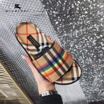 Burberry鞋子-02 巴寶莉專櫃新款同步男女款霓虹Vintage格紋加厚底拖鞋